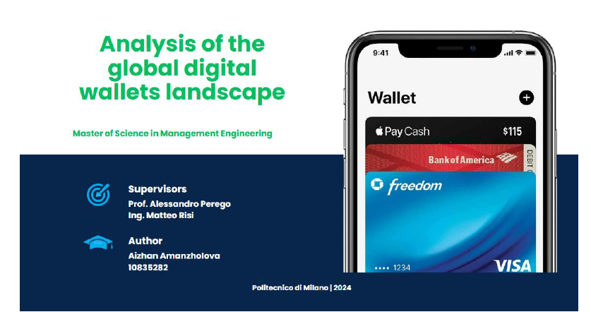 Thesis cover: Analysis of the global digital wallets landscape, MSc in Management Engineering, Politecnico di Milano 2024