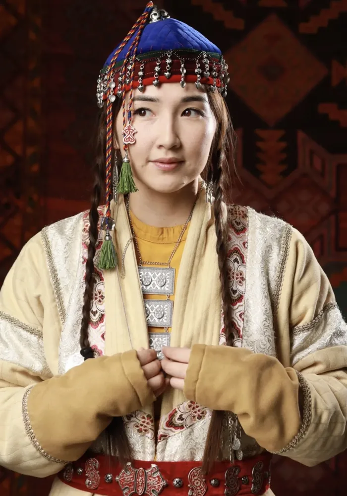 Young woman in traditional Kazakh dress